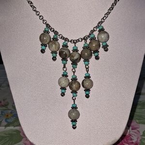 Elegant Silver and Turquoise Beaded Necklace